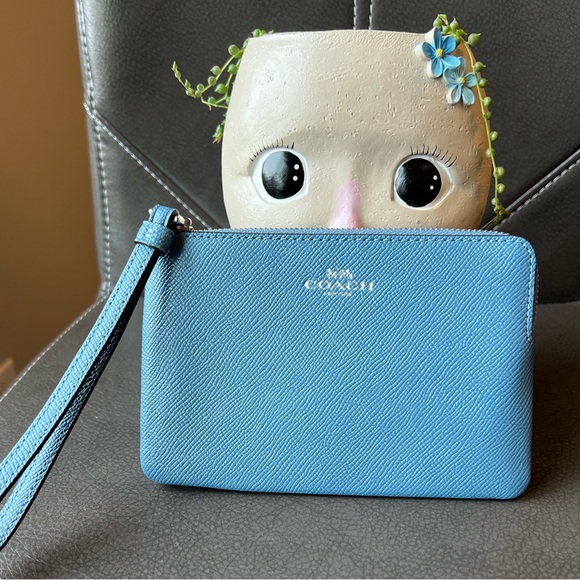 Coach Zip Leather Wristlet - Light Mist Color - Picture 5 of 7